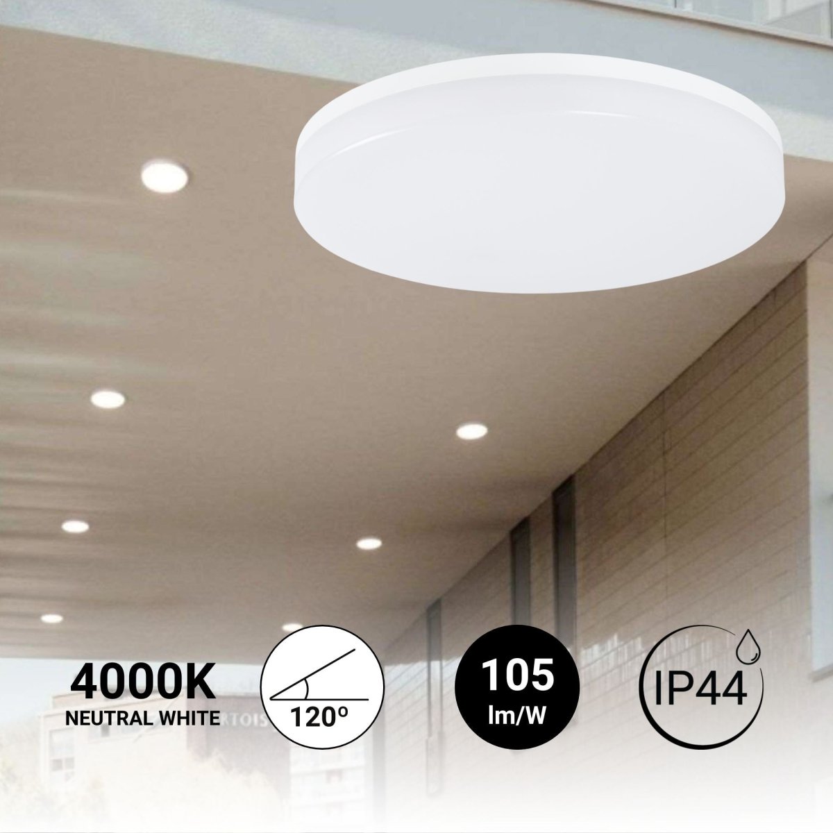 Plafón LED techo 18W - IP44 - Ø26 cm - Barcelona Led-
