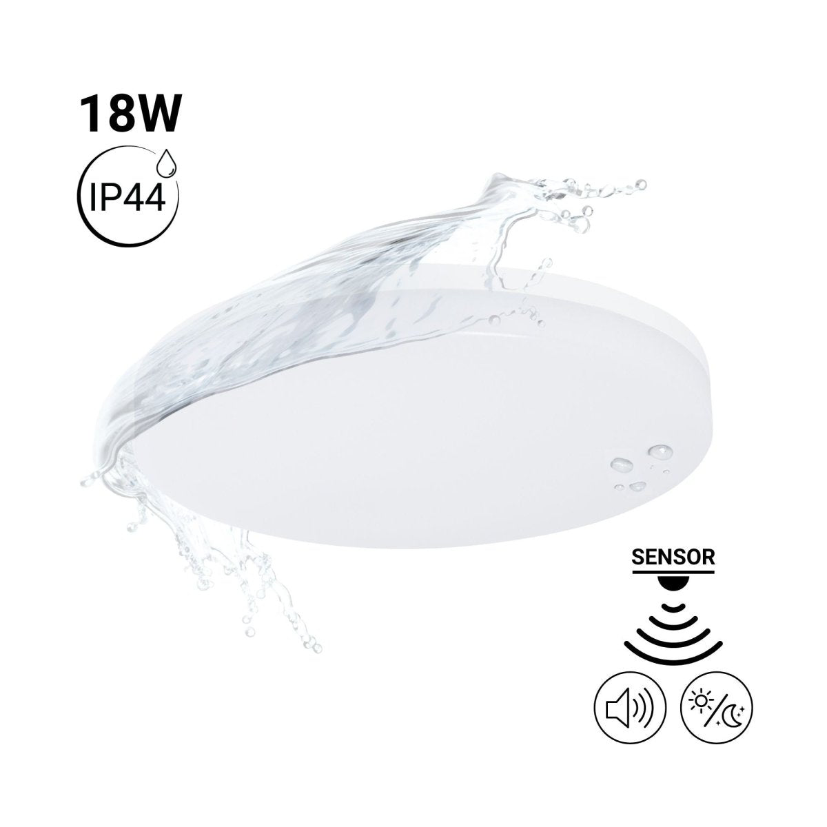 Plafón LED techo 18W - Sensor de sonido + sensor crepuscular - IP44 - Ø26 cm - Barcelona Led-