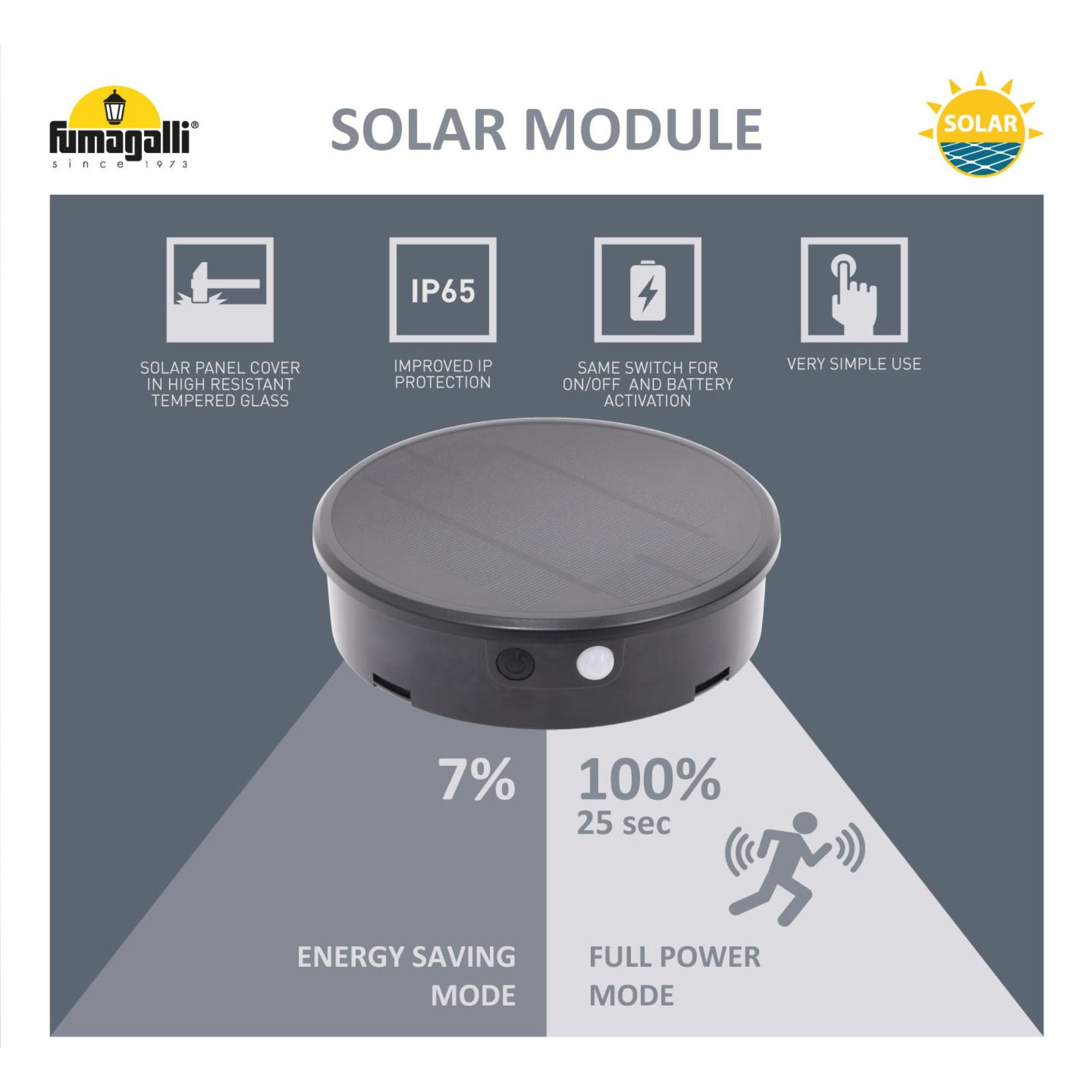 Bolardo solar LED "FELICE 800" con sensor PIR - 73 cm - 4000K - 2 modos de funcionamiento (5)