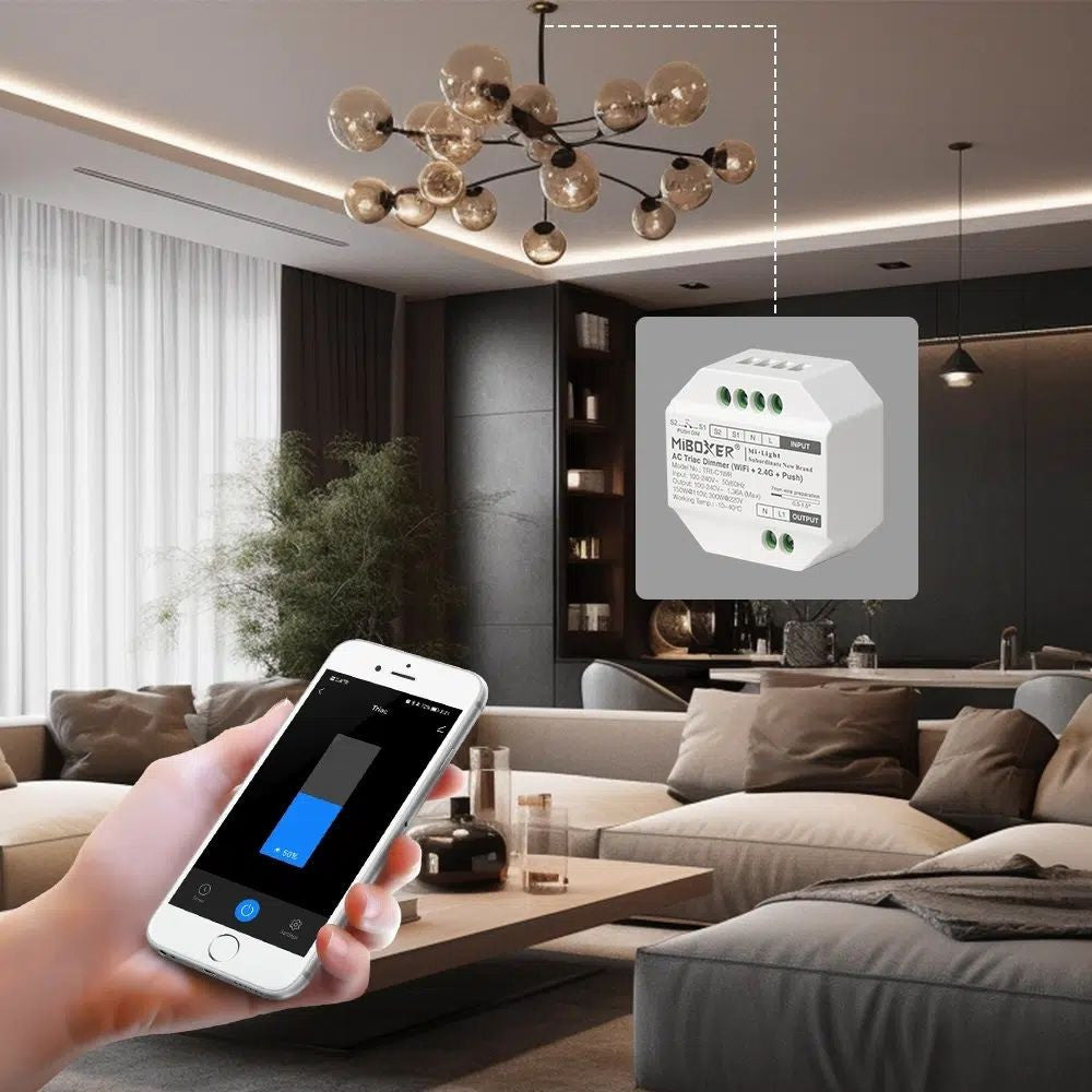 Dimmer TRIAC (WiFi + 2.4G + PUSH) - 300W - Mi Boxer - TRI-C1WR (1)