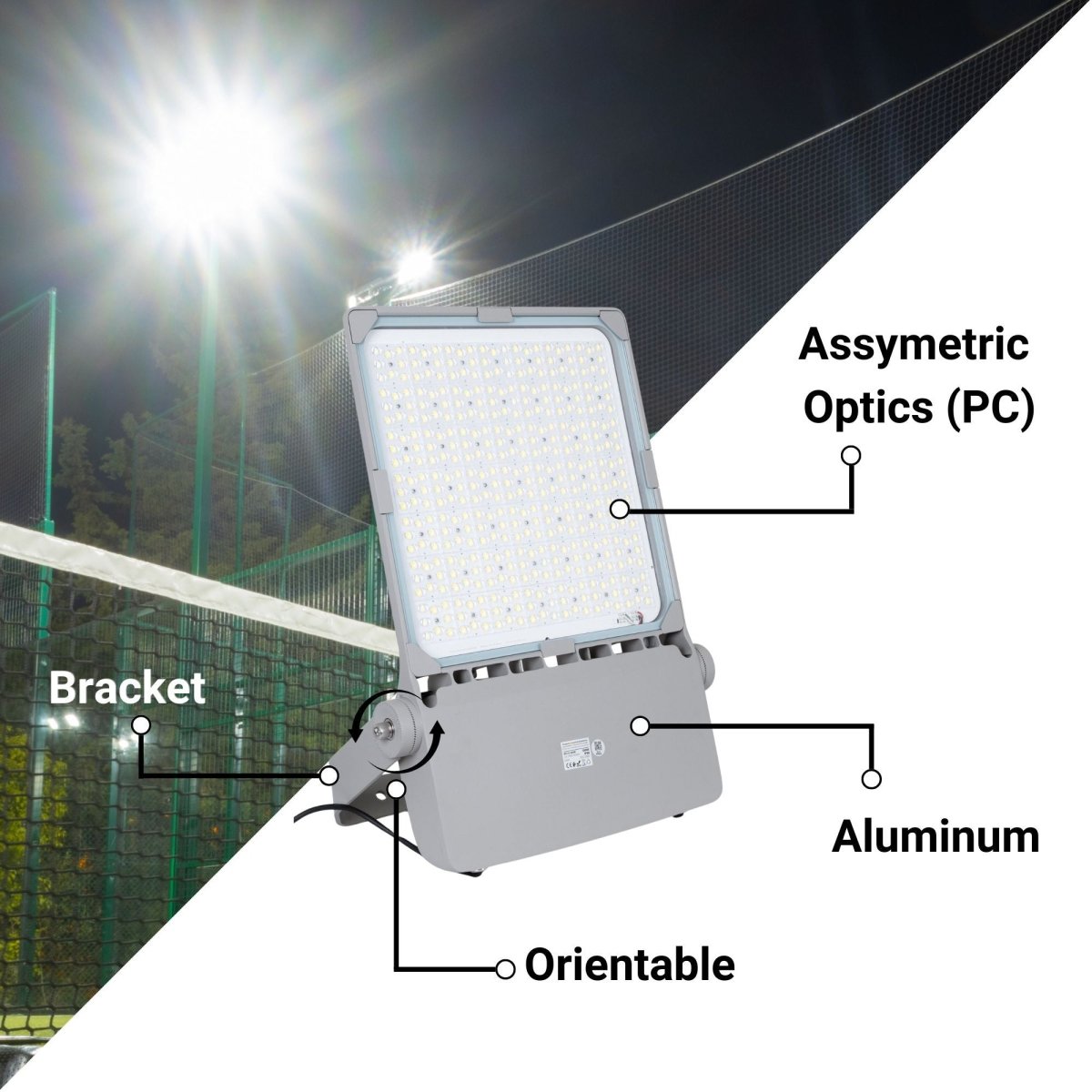 Proyector LED asimétrico exterior 600W - Regulable 1-10V - 160lm/W - IP66 - Barcelona Led-