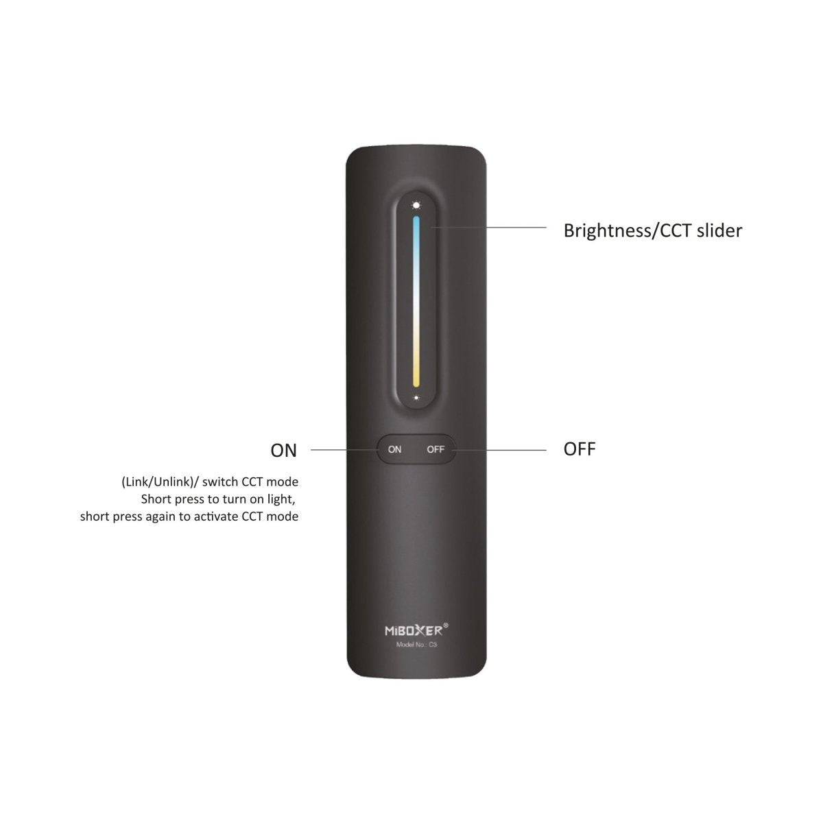 Mando a distancia CCT - 1 zona - RF 2.4Ghz - Mi Light - C3 - Barcelona Led-Control y regulación