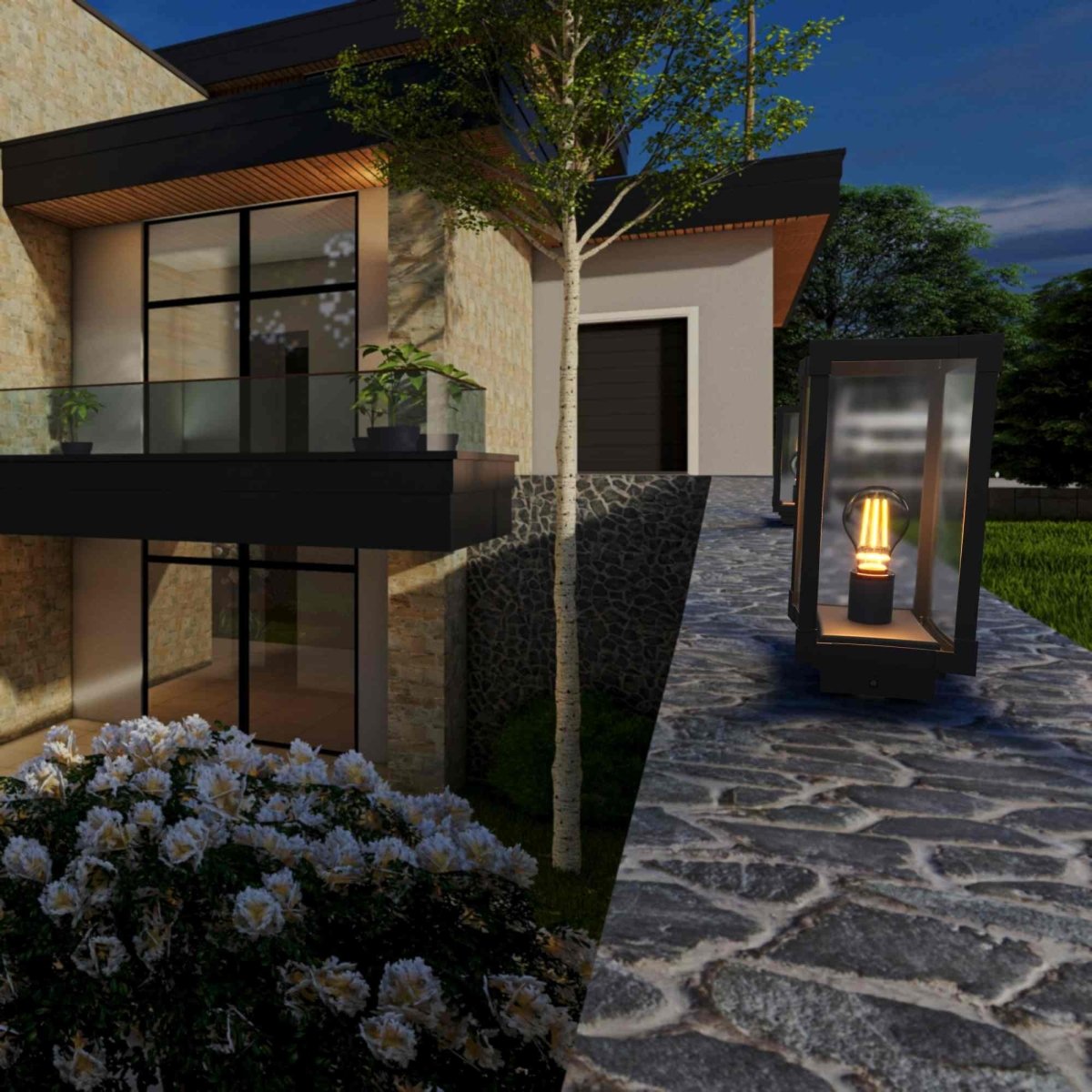 Farol exterior de pie "Farner" - E27 - IP43 - Barcelona Led-Decoración