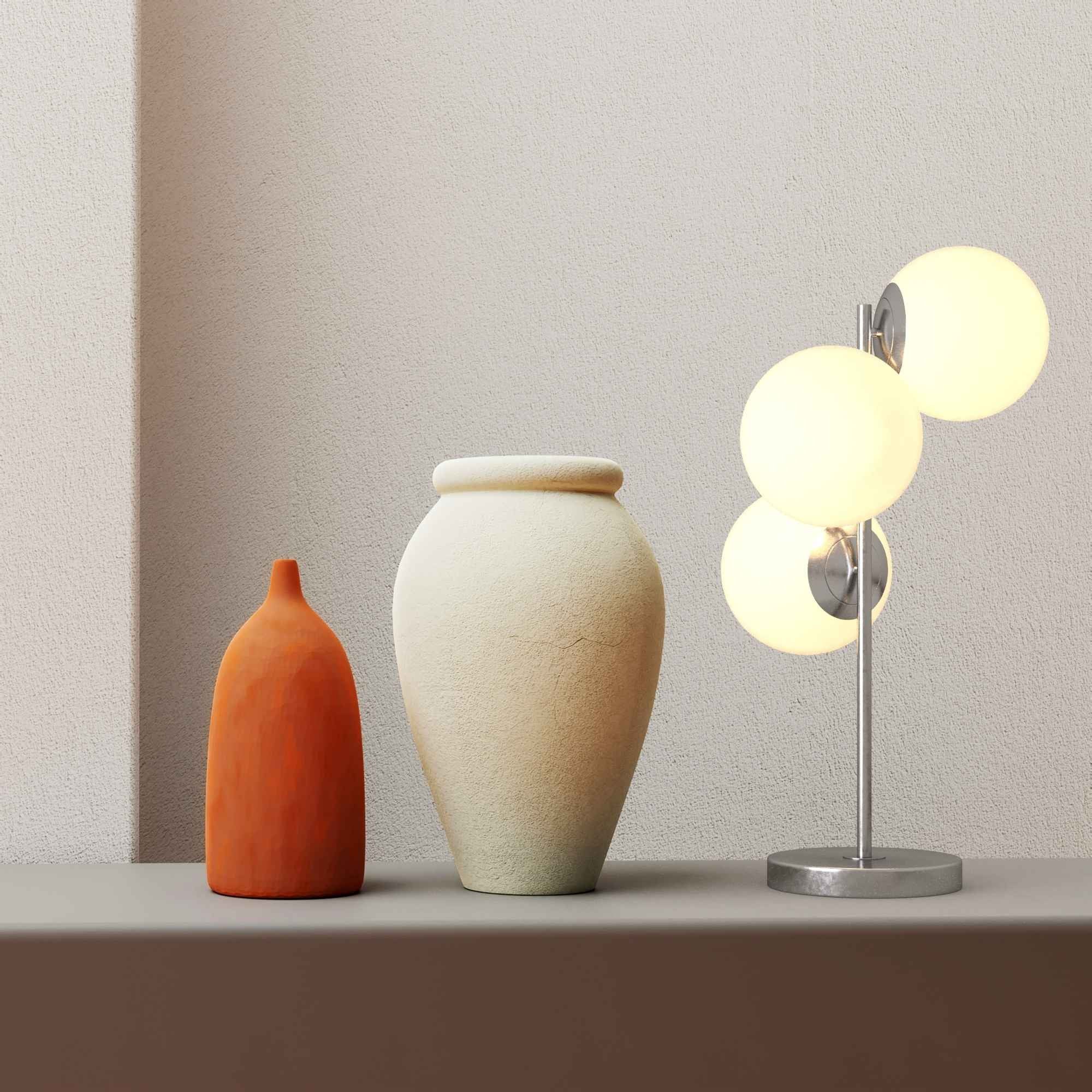 Lámpara de mesa bola cristal triple "ROM" - 3 x E27 - Ø 15cm (3)