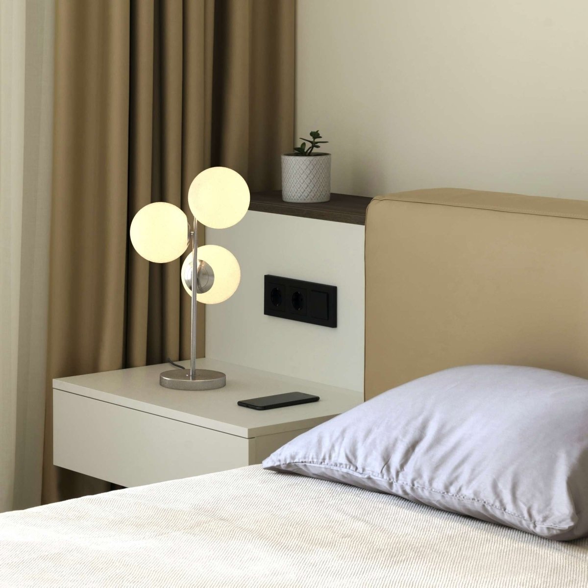 Lámpara de mesa bola cristal triple "ROM" - 3 x E27 - Ø 15cm - Barcelona Led-Decoración