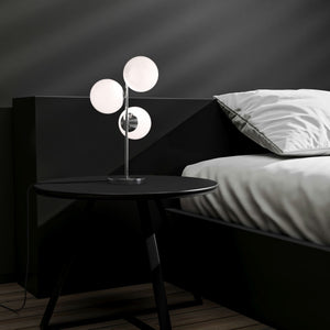 Lámpara de mesa bola cristal triple "ROM" - 3 x E27 - Ø 15cm (1)