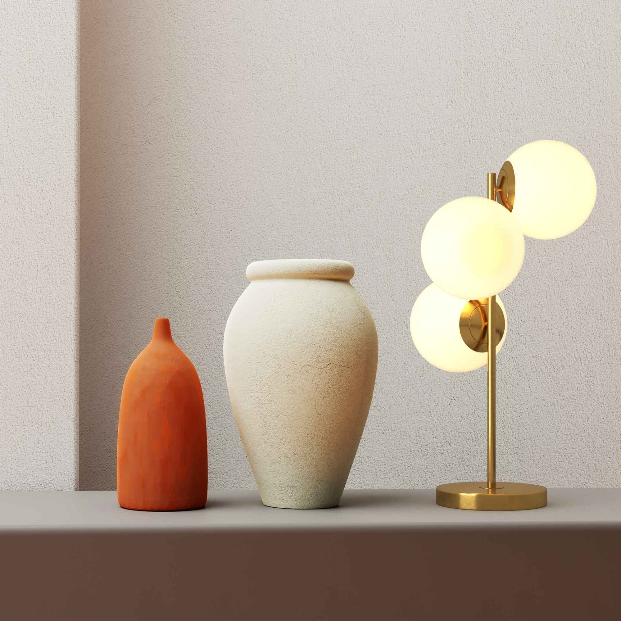 Lámpara de mesa bola cristal triple "ROM" - 3 x E27 - Ø 15cm (15)