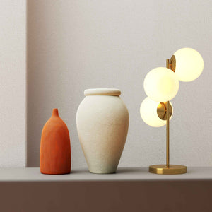 Lámpara de mesa bola cristal triple "ROM" - 3 x E27 - Ø 15cm (15)