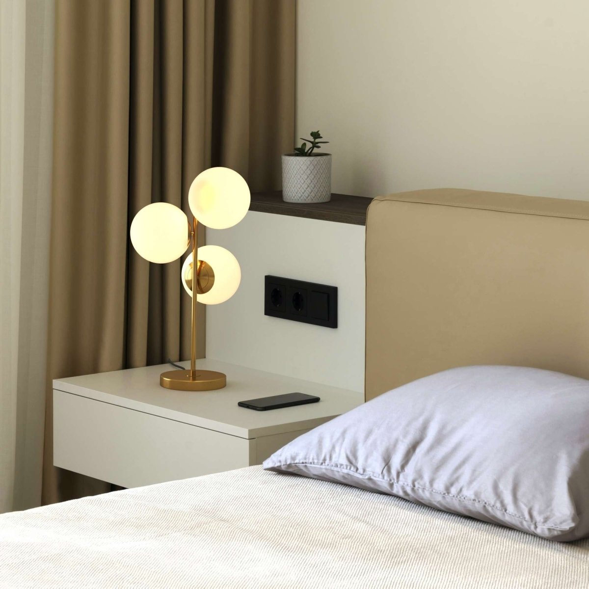 Lámpara de mesa bola cristal triple "ROM" - 3 x E27 - Ø 15cm - Barcelona Led-Decoración