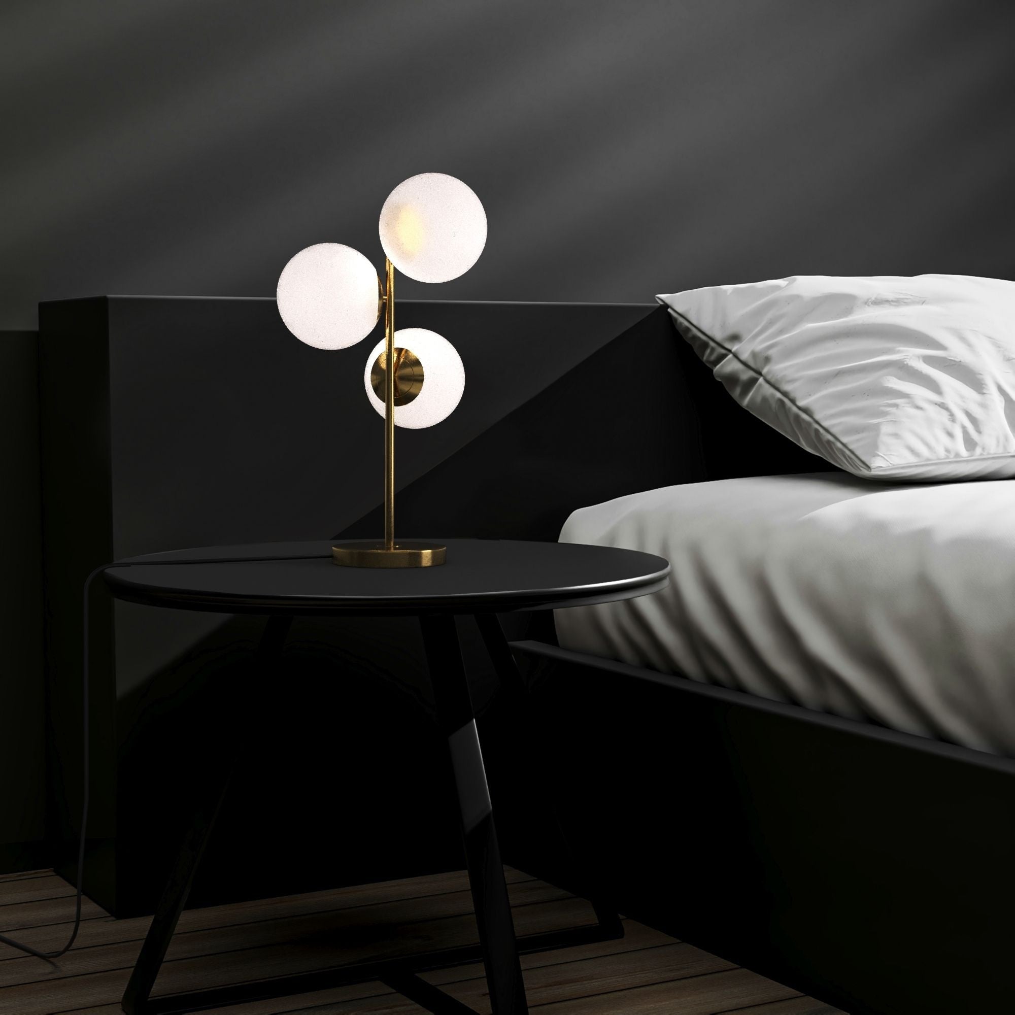 Lámpara de mesa bola cristal triple "ROM" - 3 x E27 - Ø 15cm (19)