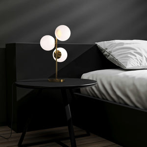 Lámpara de mesa bola cristal triple "ROM" - 3 x E27 - Ø 15cm (19)