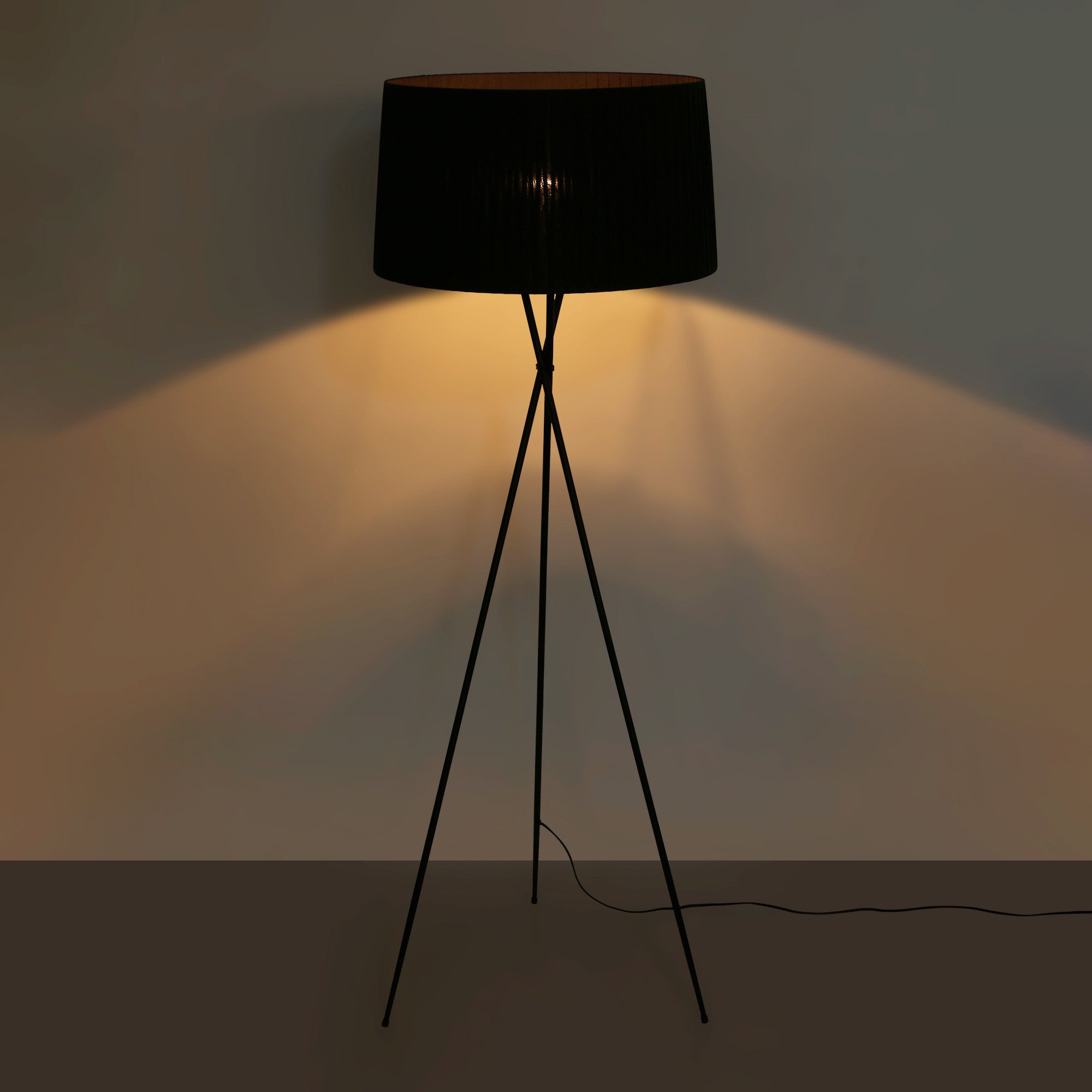 Lámpara de pie trípode "PRON" - Pantalla algodón -  E27 (13)