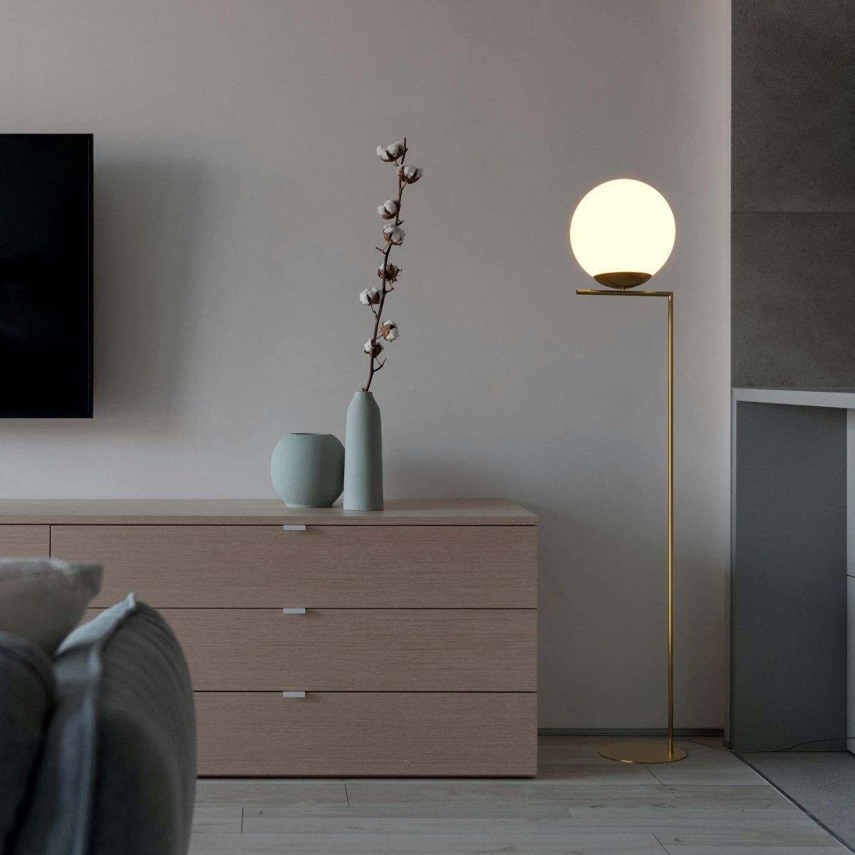 Lámpara de pie bola cristal "Anni 300" - E27 - Ø 30cm - Barcelona Led-Decoración
