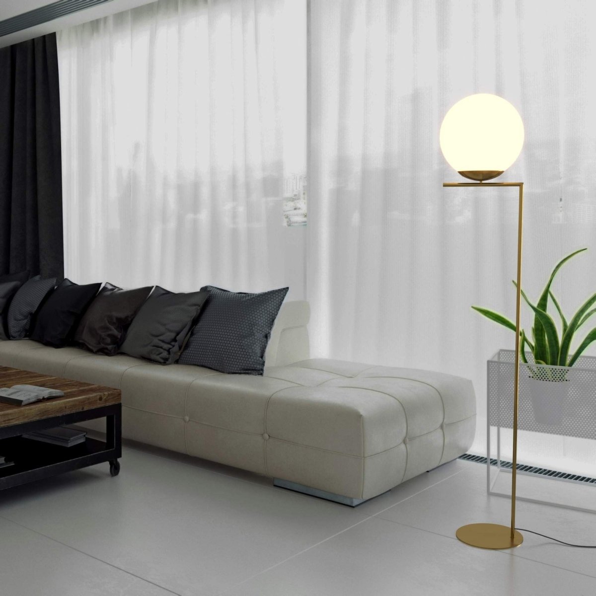 Lámpara de pie bola cristal "Anni 300" - E27 - Ø 30cm - Barcelona Led-Decoración