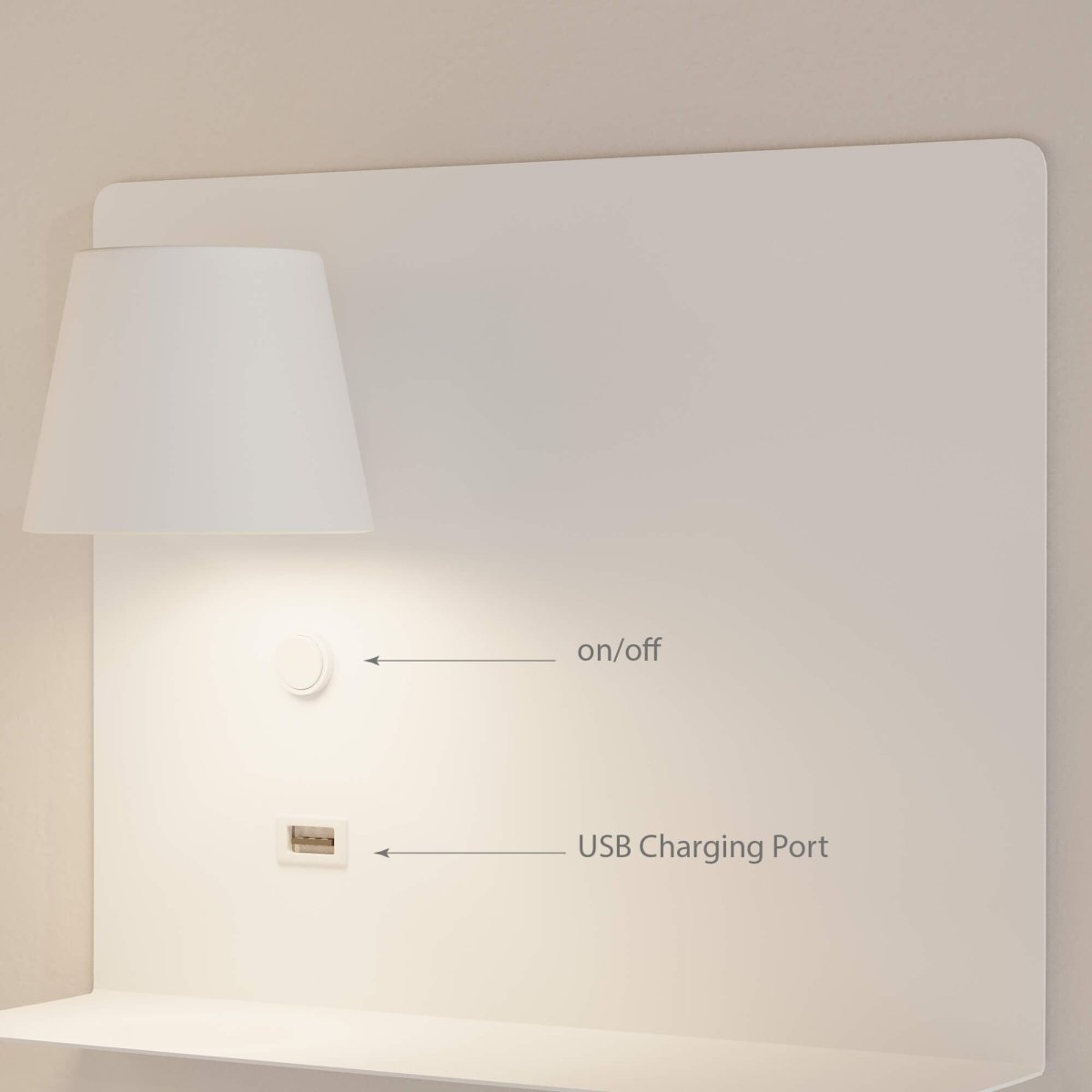 Aplique de pared para lectura con puerto USB "BASKOP" - 6W - Izquierda - Barcelona Led-Decoración