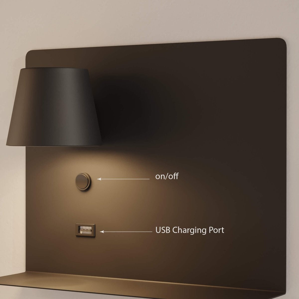 Aplique de pared para lectura con puerto USB "BASKOP" - 6W - Izquierda - Barcelona Led-Decoración