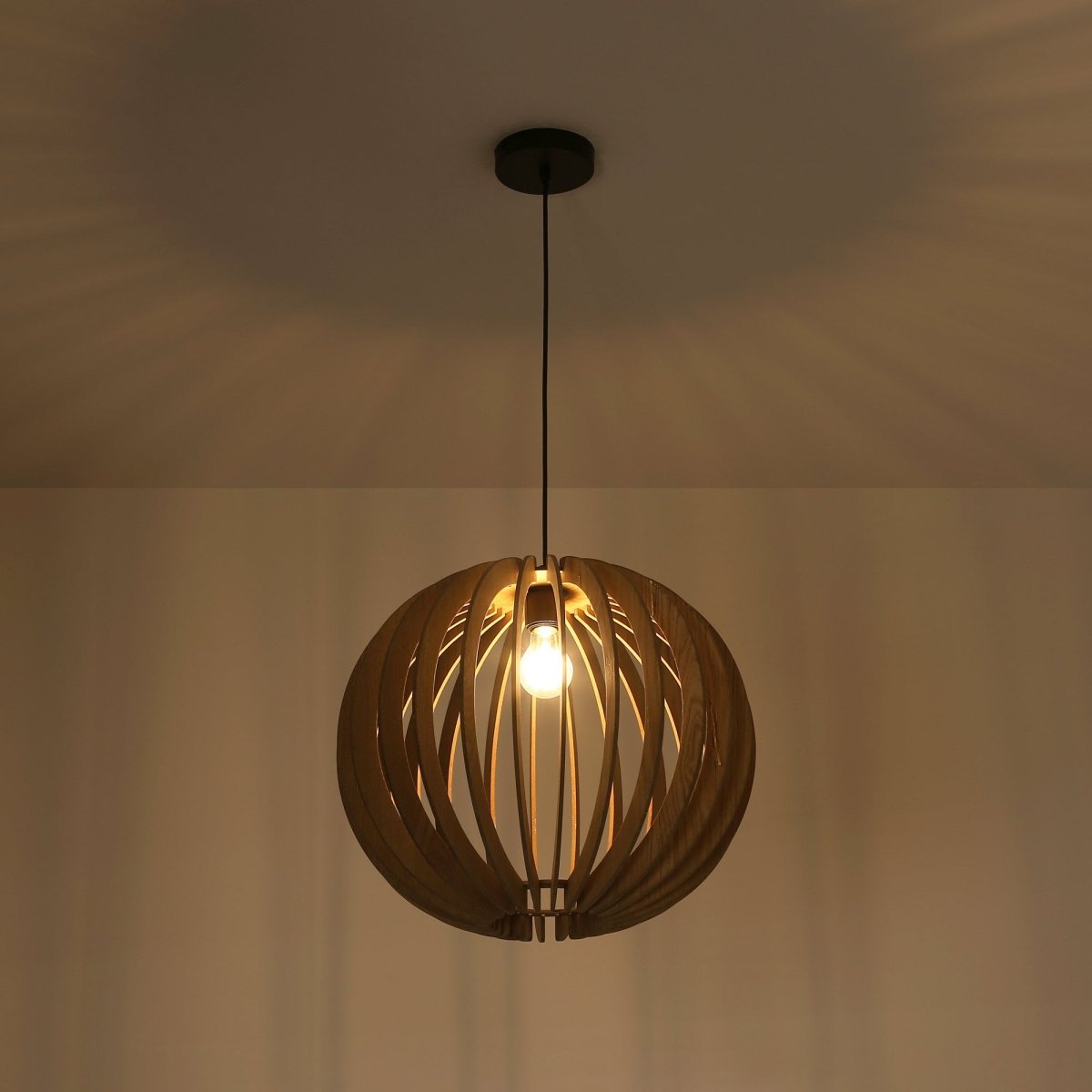 Lámpara colgante madera "BURMA" - Ø 45cm - E27 - Barcelona Led-Decoración