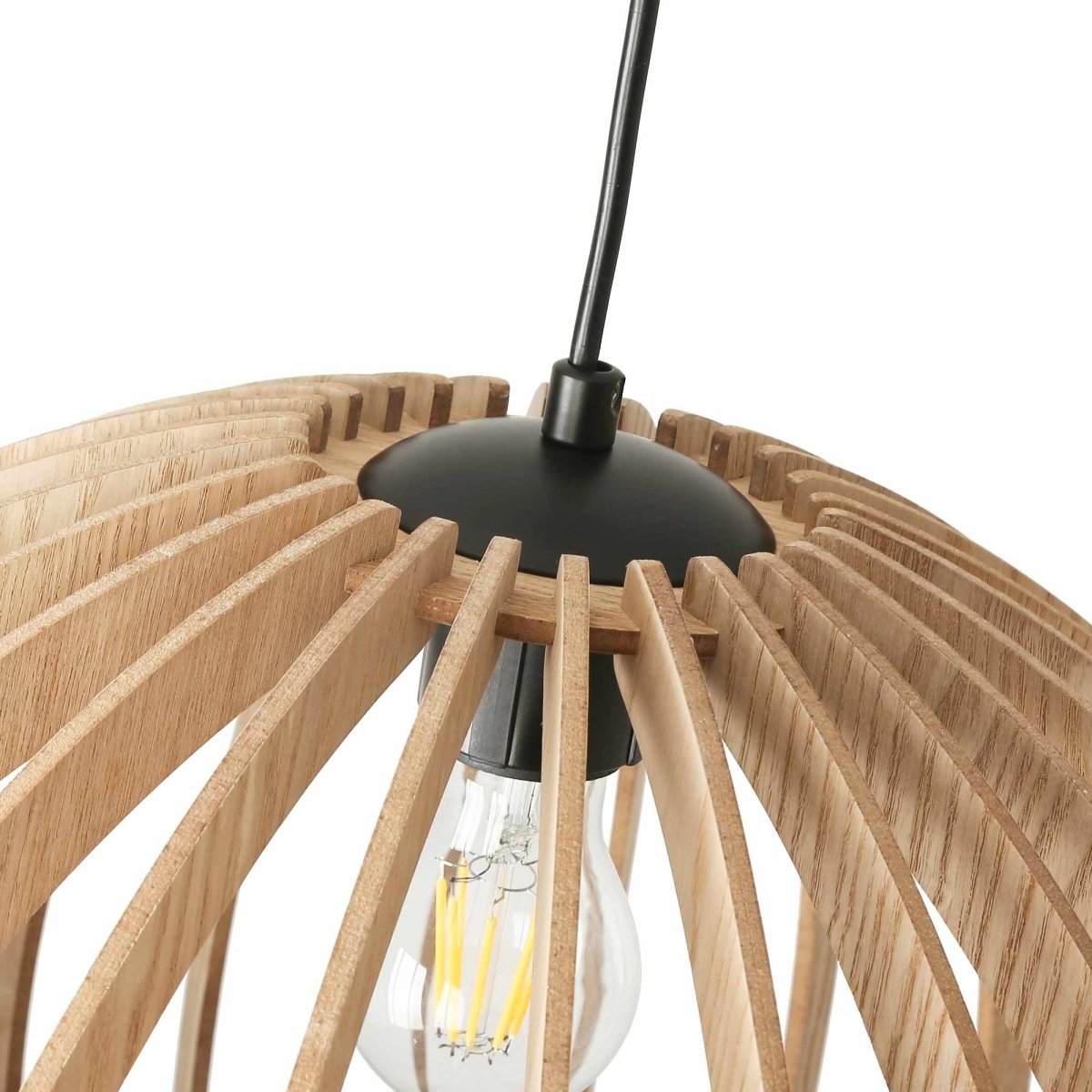 Lámpara colgante madera "MARGE" - Ø 45cm - E27 - Barcelona Led-Decoración