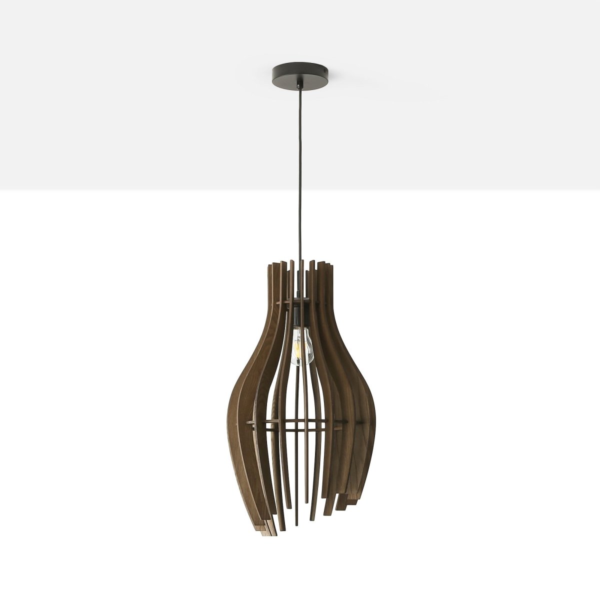 Lámpara colgante madera "HUNTEL" - Ø 30cm - E27 - Barcelona Led-Decoración