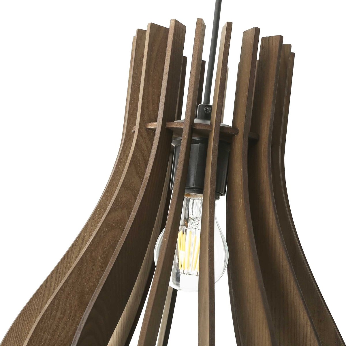 Lámpara colgante madera "HUNTEL" - Ø 30cm - E27 - Barcelona Led-Decoración