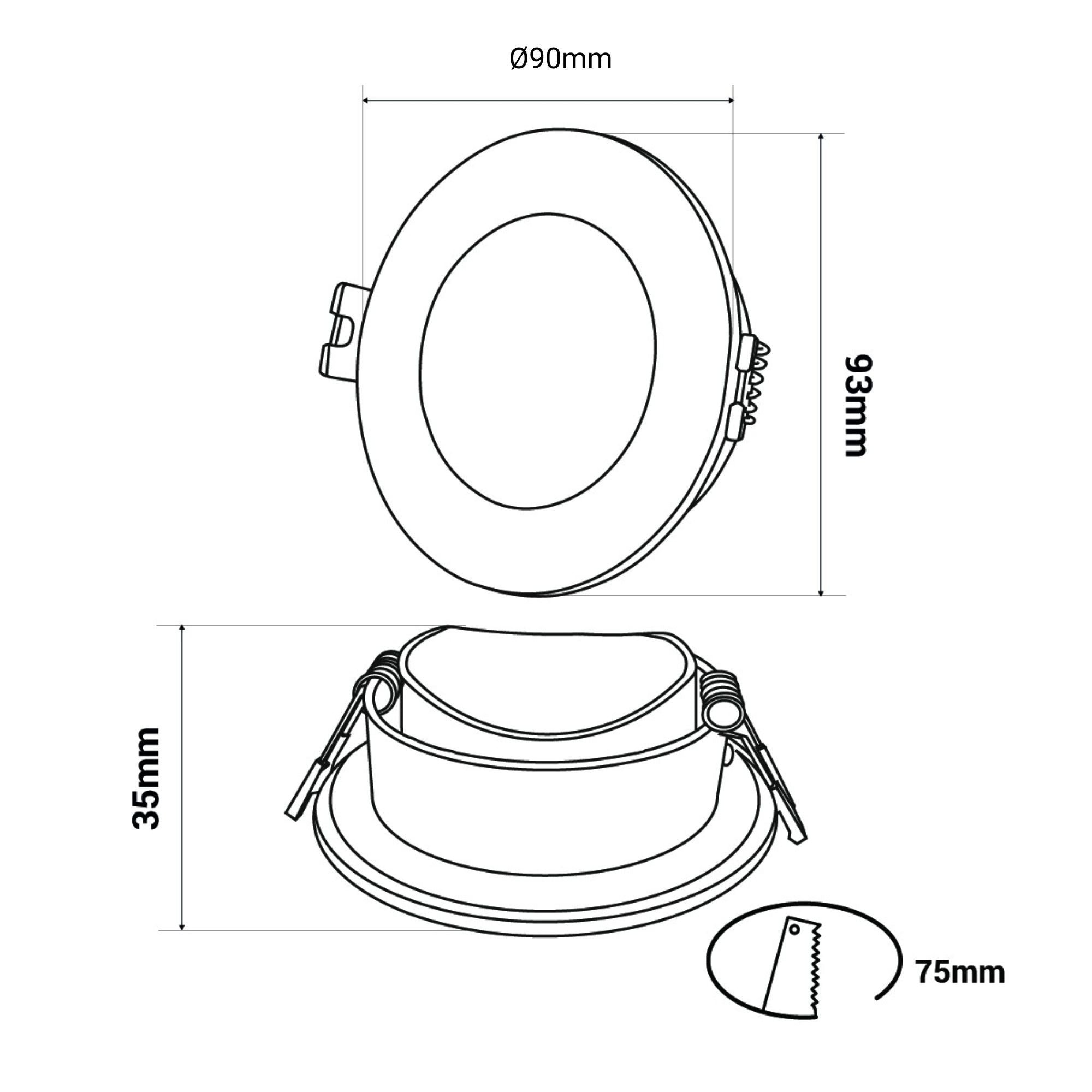 Aro downlight estanco circular para bombilla GU10 / MR16 - Difusor opal - Corte Ø 75-80 mm - IP54 (19)
