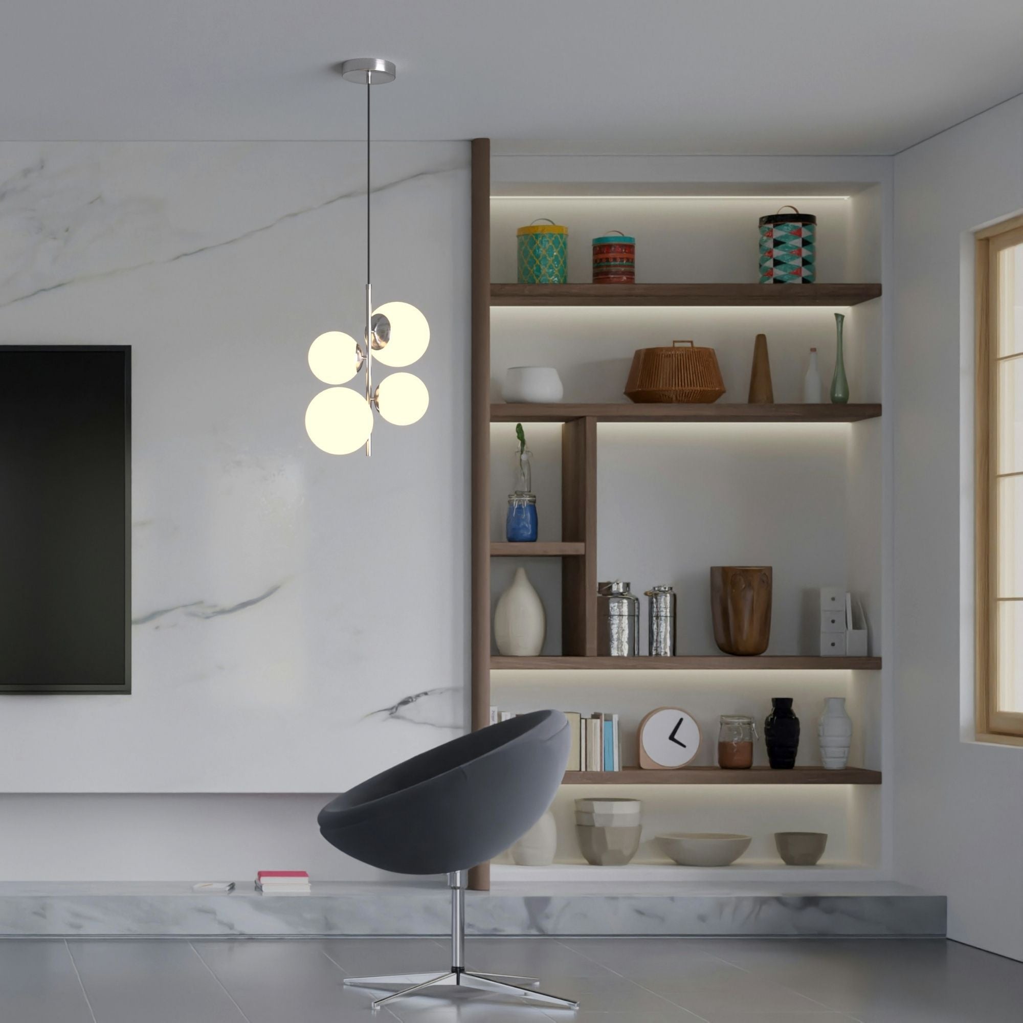 Lámpara colgante bola cristal "TANNA" - E27 - Ø 15cm (3)