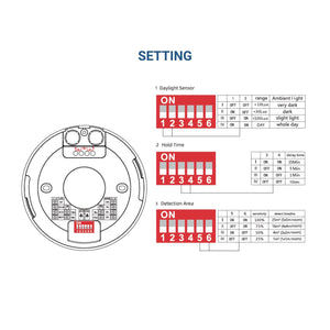 Sensor de movimiento por microondas - Superficie - DIP Switch - Techo/pared (5)