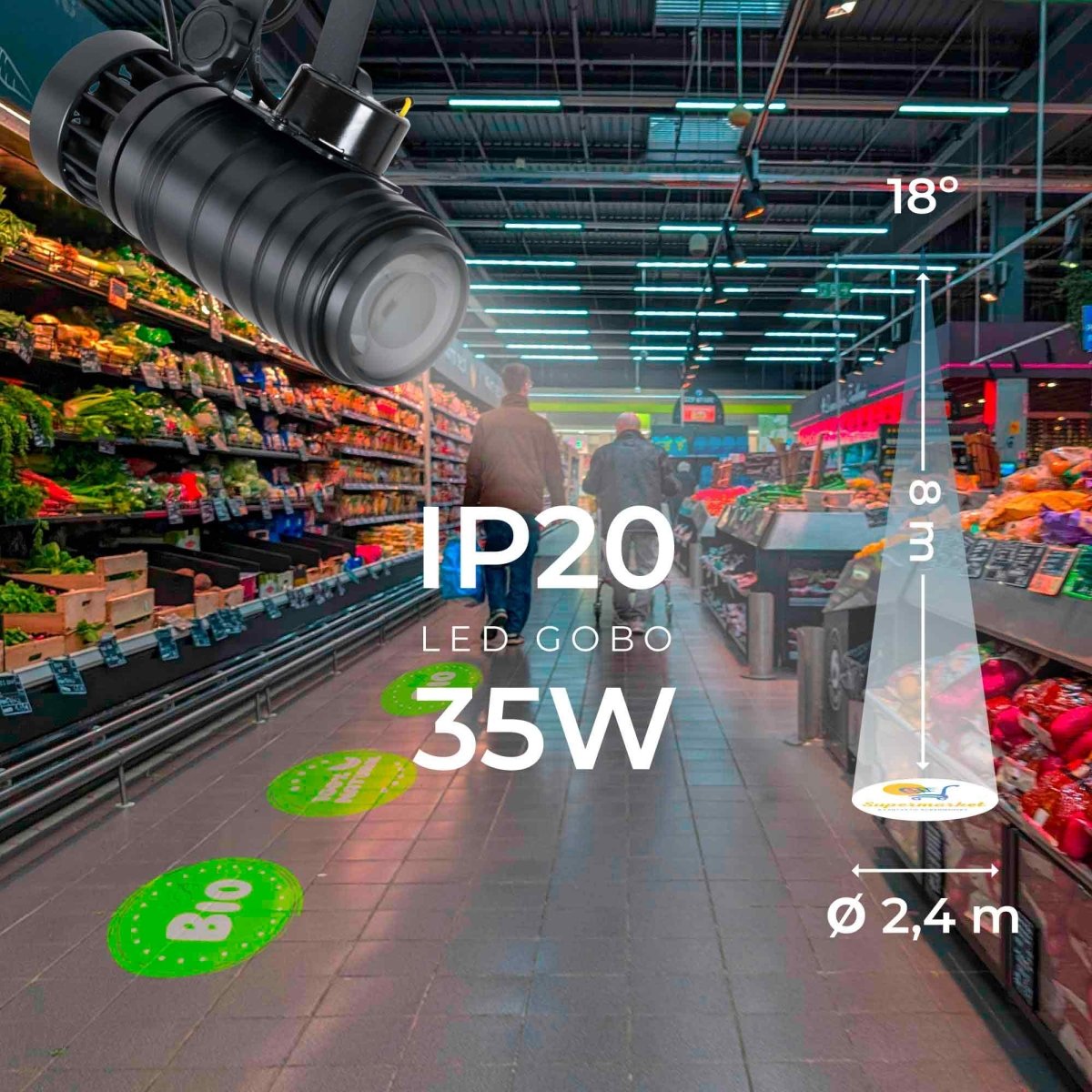 Proyector de logos LED GOBO 35W rotativo interior - Óptica 18° - IP20 - Barcelona Led-Signage