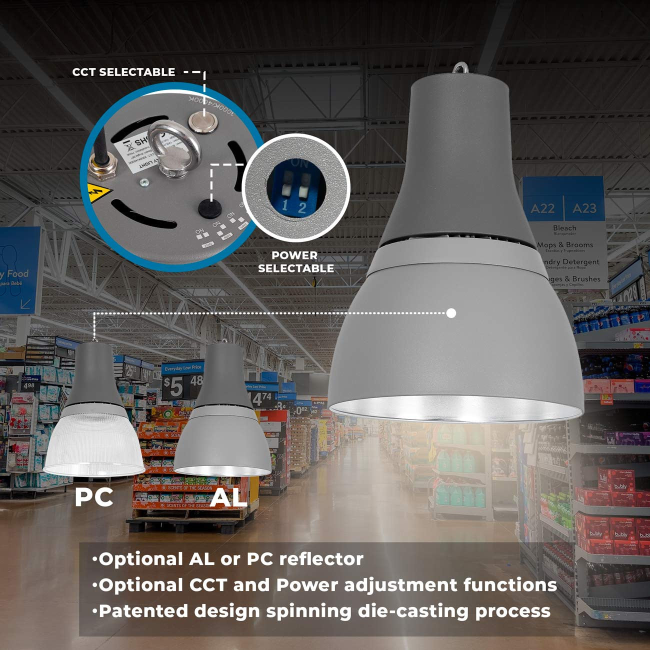 Campana LED comercial CCT - (25W / 40W / 60W / 80W) - Difusor policarbonato - UGR19 - Driver Lifud (14)