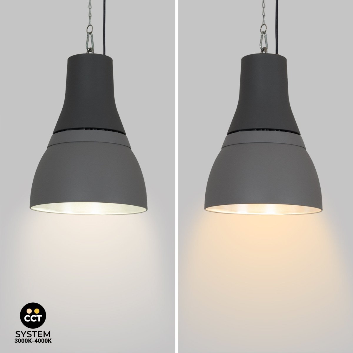 Campana LED comercial CCT -  (25W / 40W /60W / 80W) - Difusor aluminio - UGR19 - Driver Lifud 0-10V - Barcelona Led-