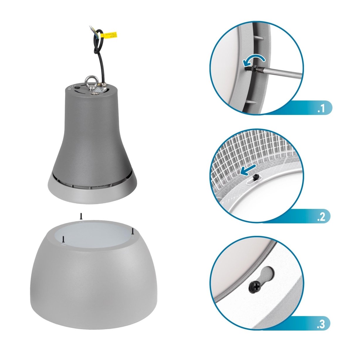 Campana LED comercial CCT -  (25W / 40W /60W / 80W) - Difusor aluminio - UGR19 - Driver Lifud 0-10V - Barcelona Led-