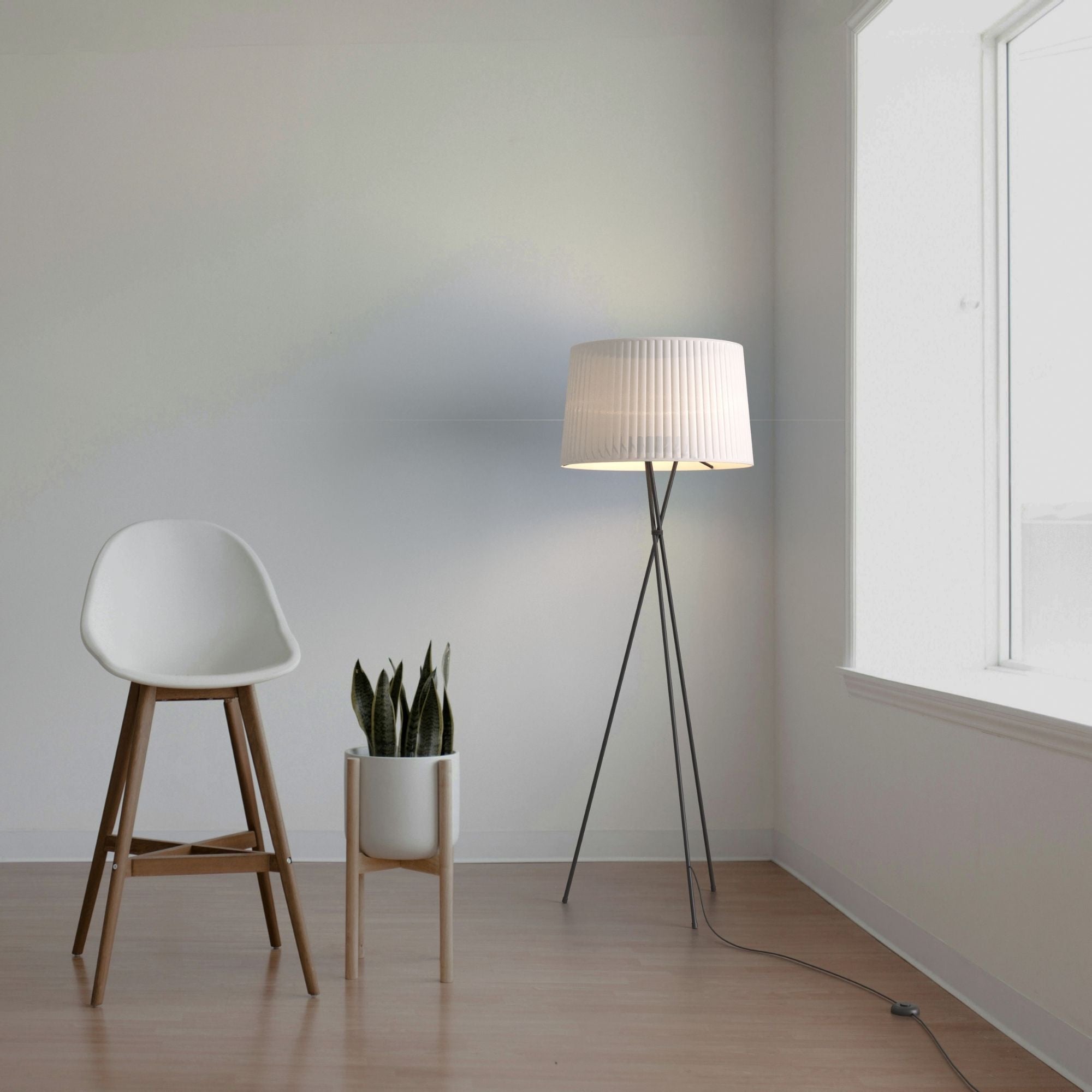 Lámpara de pie trípode "PRON" - Pantalla algodón -  E27 (21)