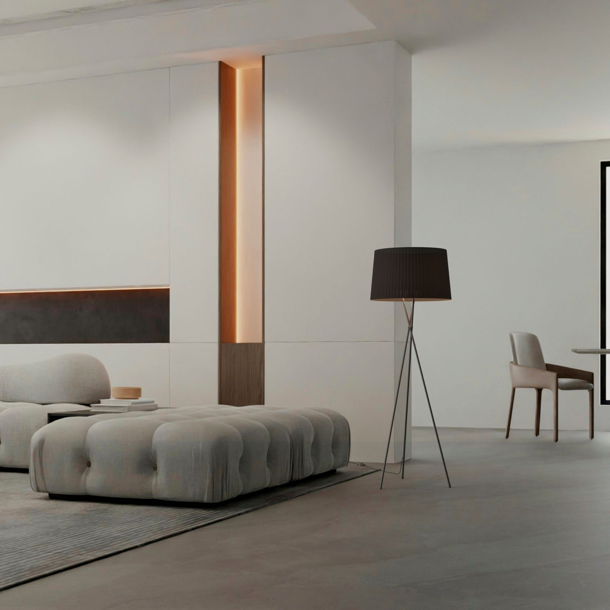 Lámpara de pie trípode "PRON" - Pantalla algodón -  E27 (22)