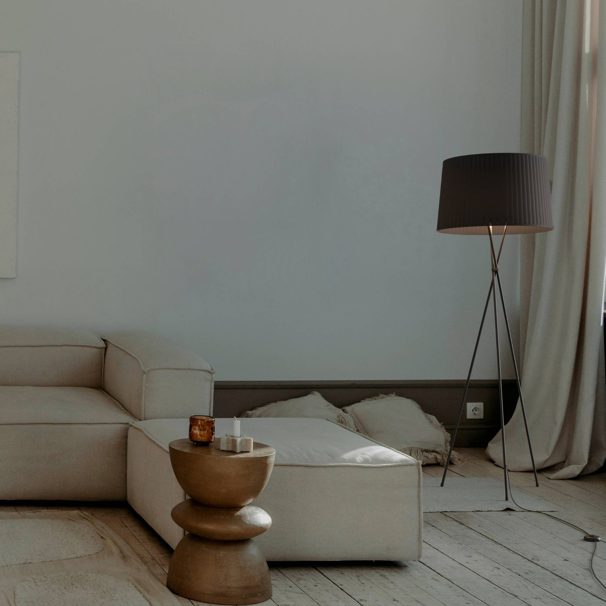 Lámpara de pie trípode "PRON" - Pantalla algodón -  E27 (23)