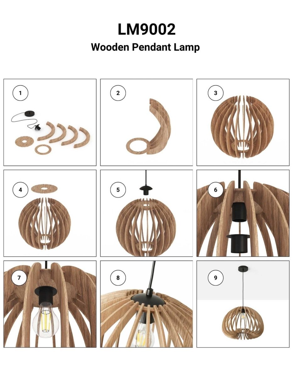 Lámpara colgante madera "BURMA" - Ø 45cm - E27 - Barcelona Led-Decoración