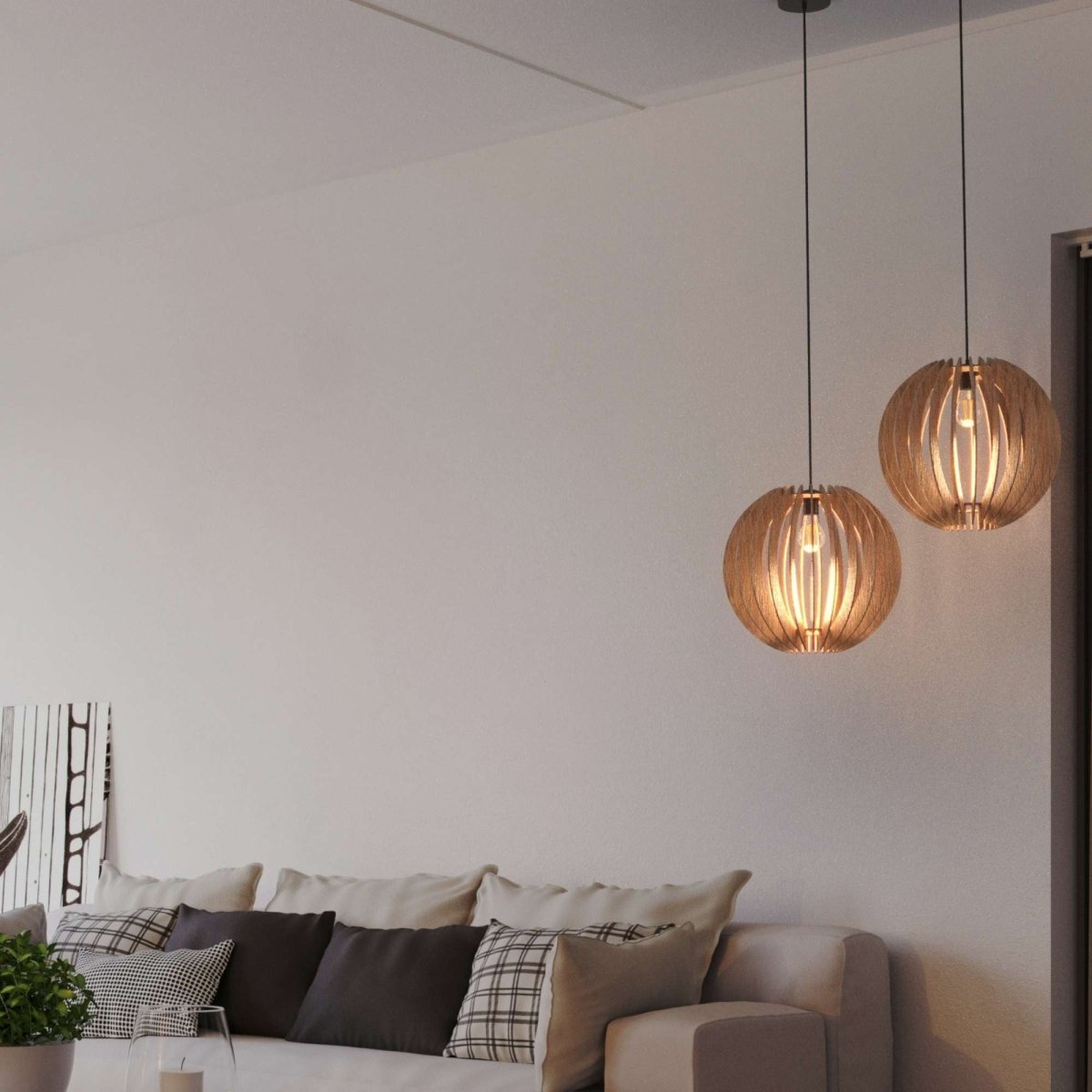 Lámpara colgante madera "BURMA" - Ø 45cm - E27 - Barcelona Led-Decoración