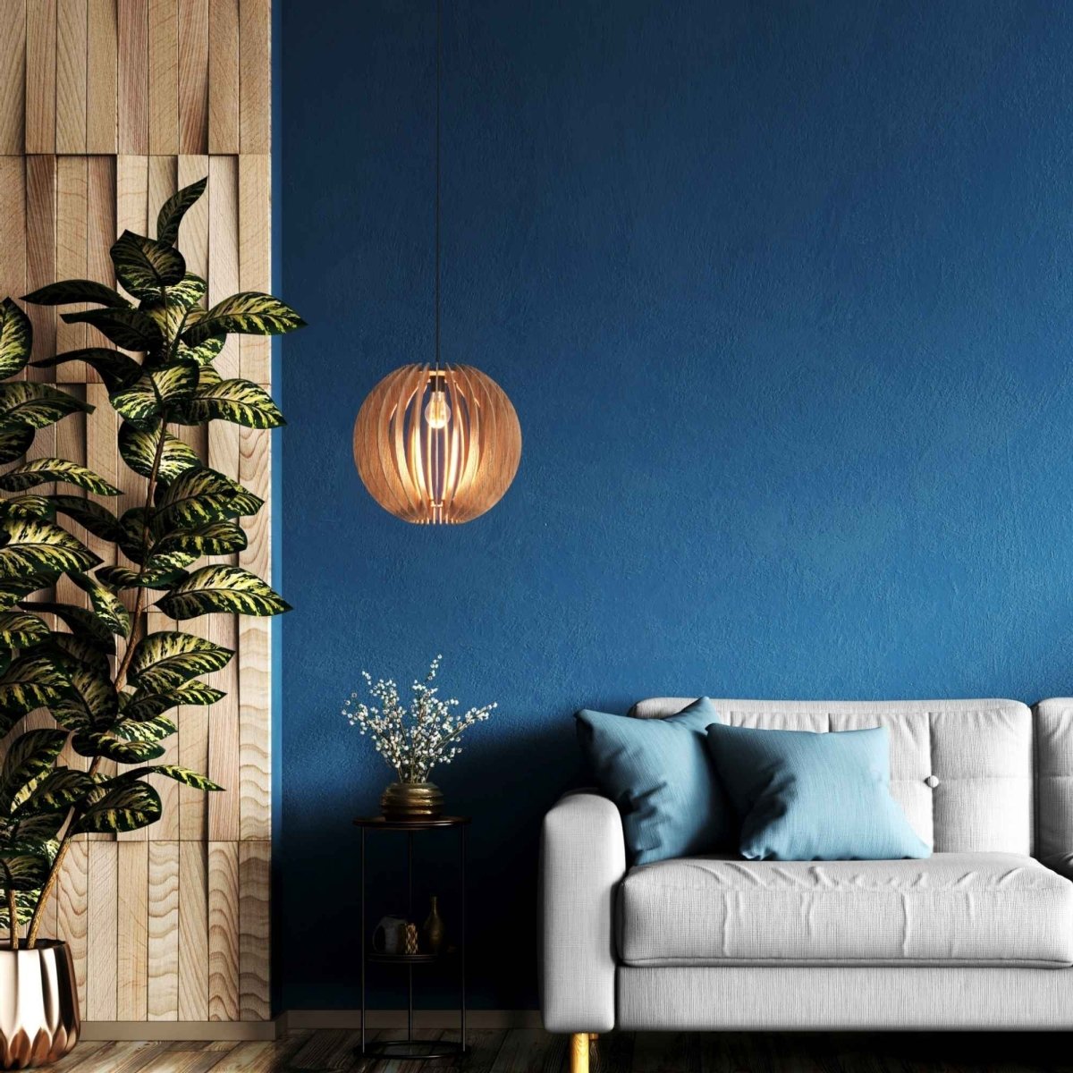 Lámpara colgante madera "BURMA" - Ø 45cm - E27 - Barcelona Led-Decoración