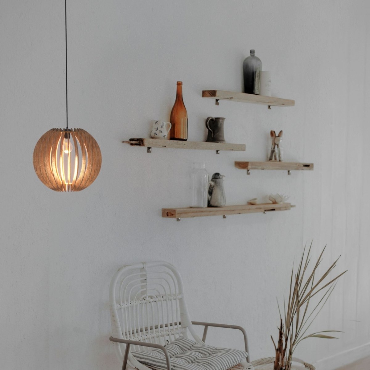 Lámpara colgante madera "BURMA" - Ø 45cm - E27 - Barcelona Led-Decoración