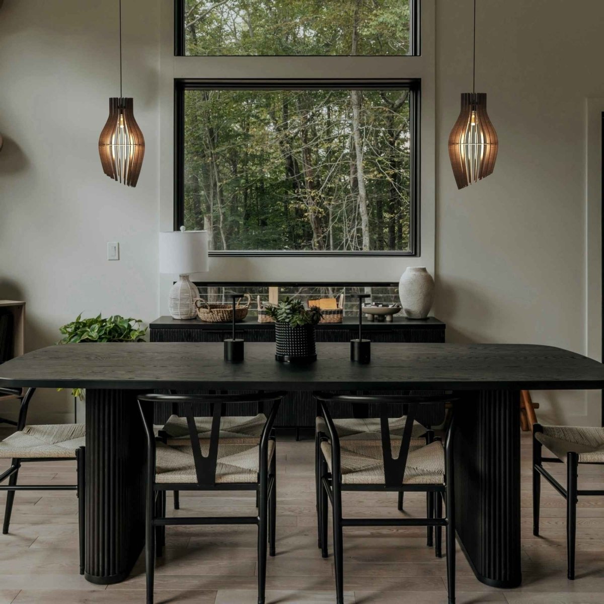Lámpara colgante madera "HUNTEL" - Ø 30cm - E27 - Barcelona Led-Decoración