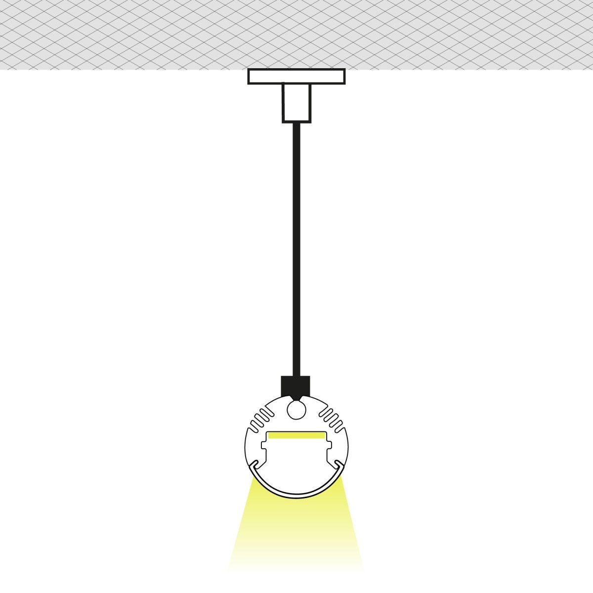 Perfil tira LED cilíndrico - ø 20mm - Con difusor - Superficie / Suspensión - 2 metros - Barcelona Led-