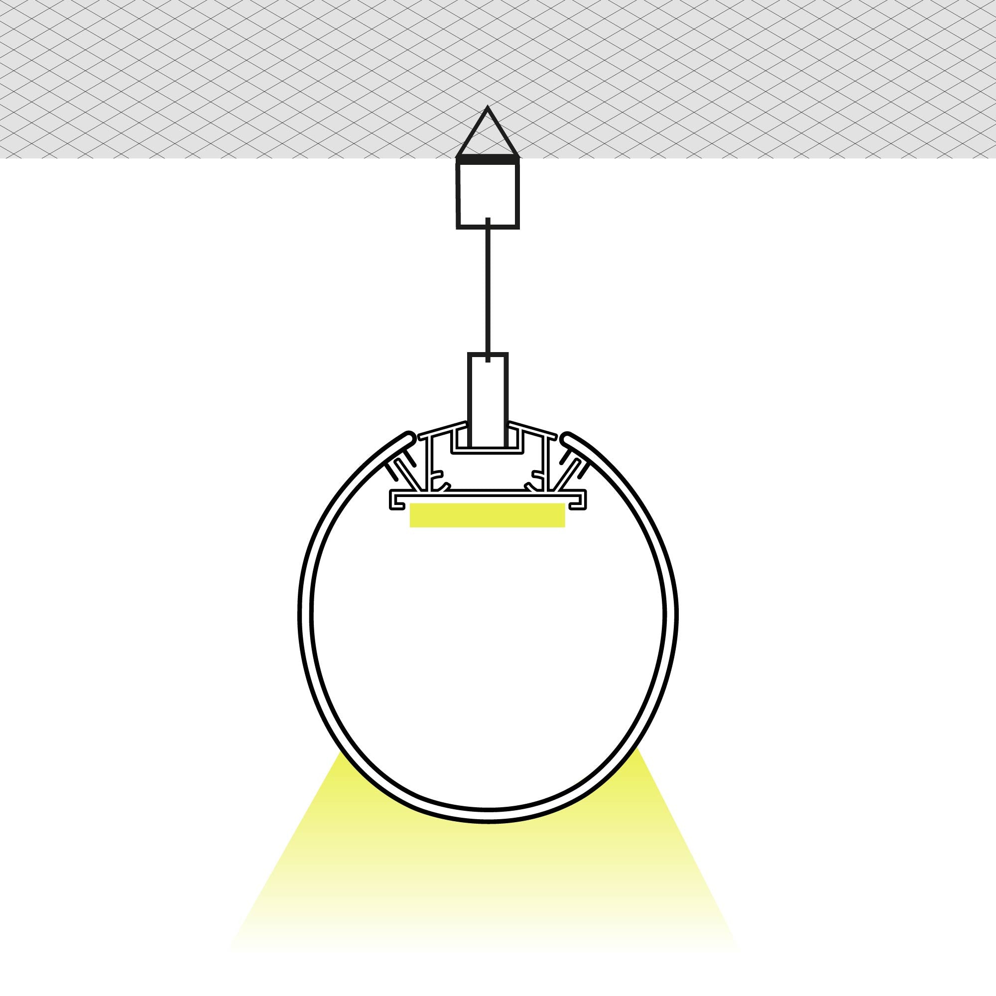 Perfil tira LED cilíndrico de suspensión - ø 60mm - Con difusor - 2 metros (1)