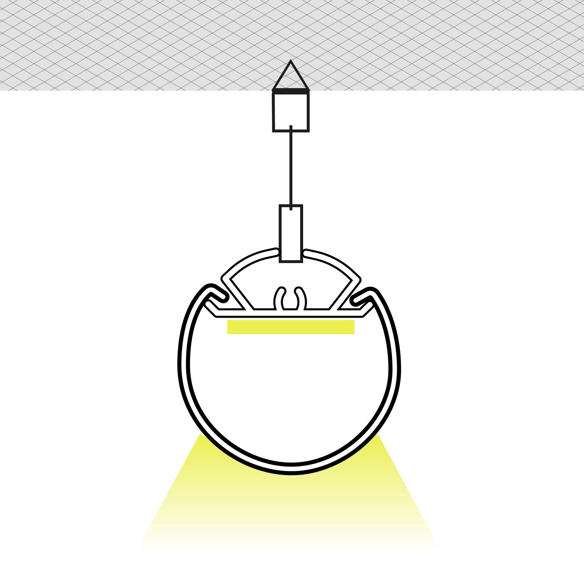 Perfil tira LED suspensión - Ø30mm - Con difusor - 2 metros (1)