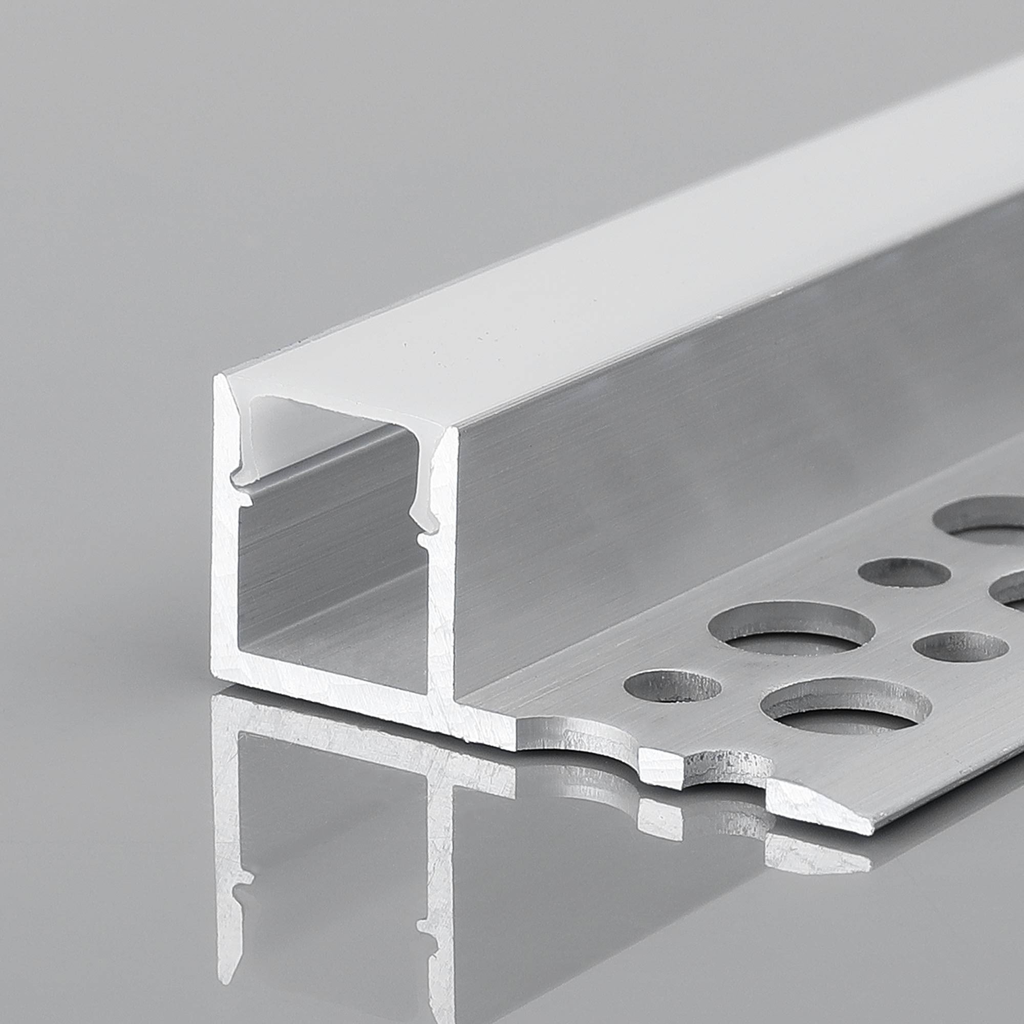 Perfil tira LED integración / trimless - Una aleta - 11x12mm - Con difusor - 2 metros