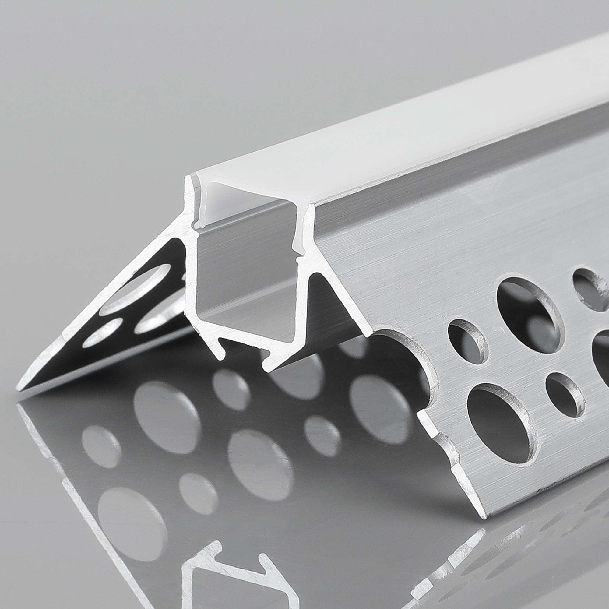 Perfil tira LED integración / trimless esquina exterior - Con difusor - 2 metros