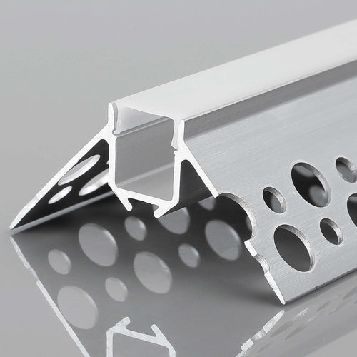 Profilo per striscia LED - a scomparsa / trimless per angolo esterno - Con diffusore - 2 metri