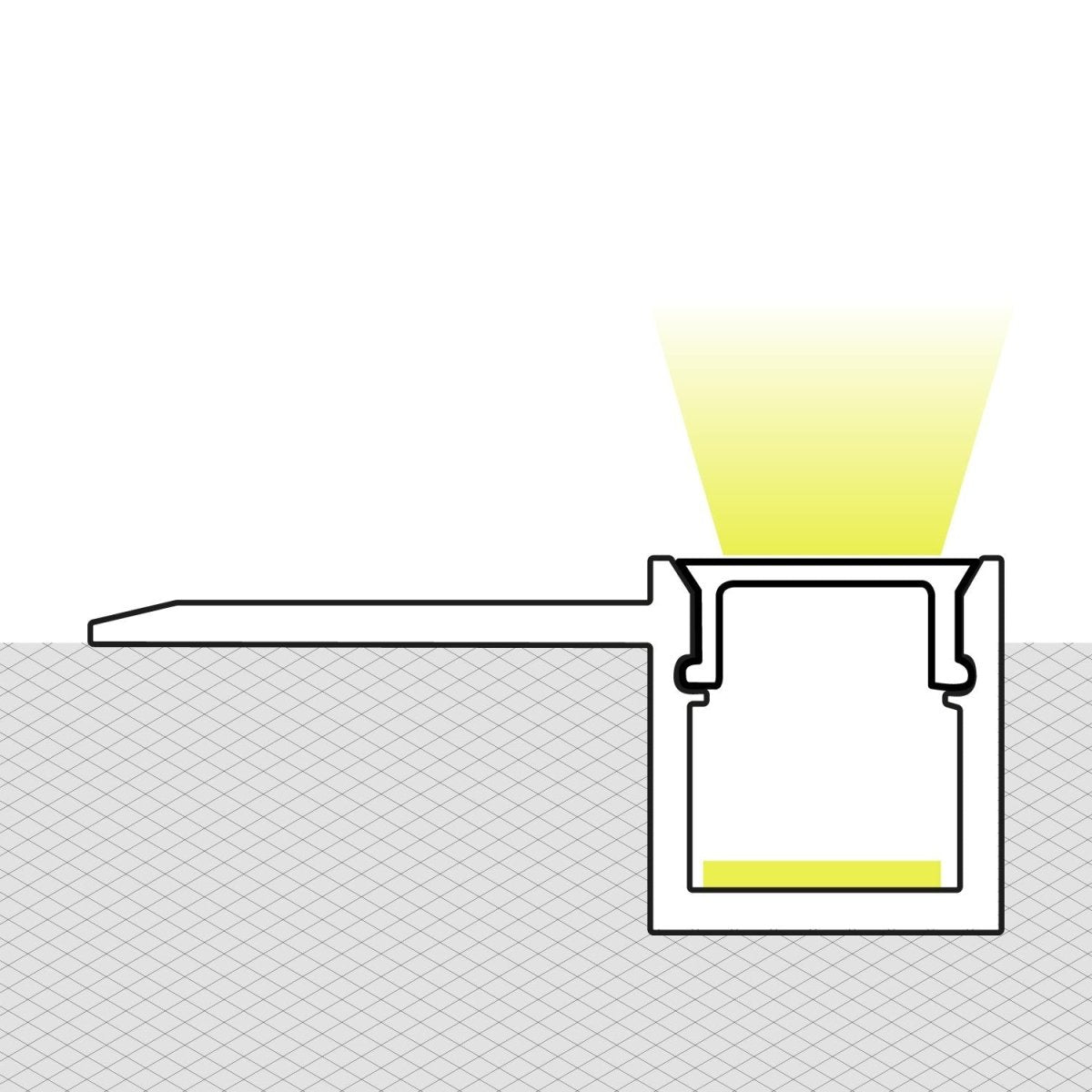 Perfil tira LED integración / trimless - Una aleta - 10x13mm - Con difusor - 2 metros - Barcelona Led-
