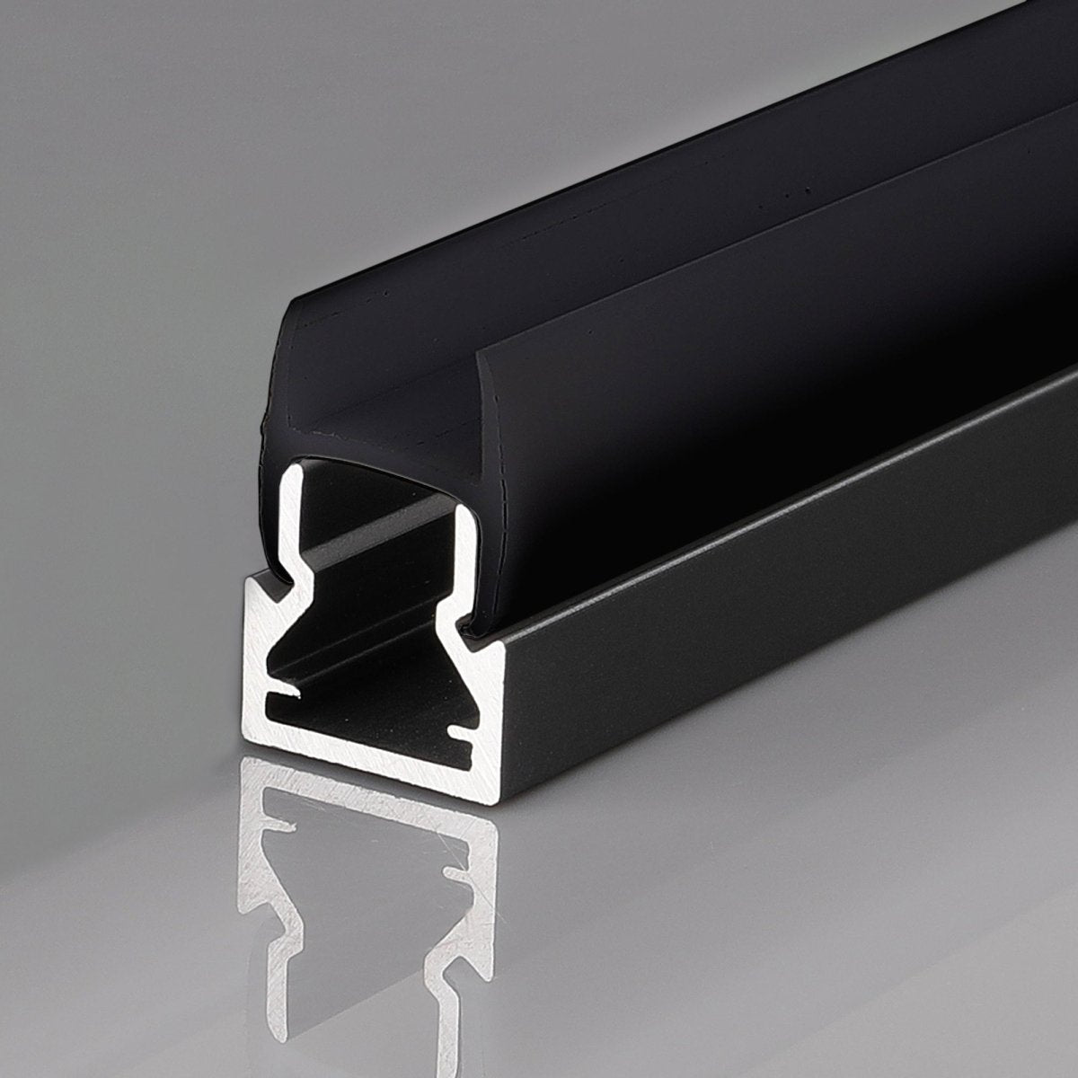 Perfil tira LED para cristal 8mm - Con difusor - Negro - 2 metros - Barcelona Led-