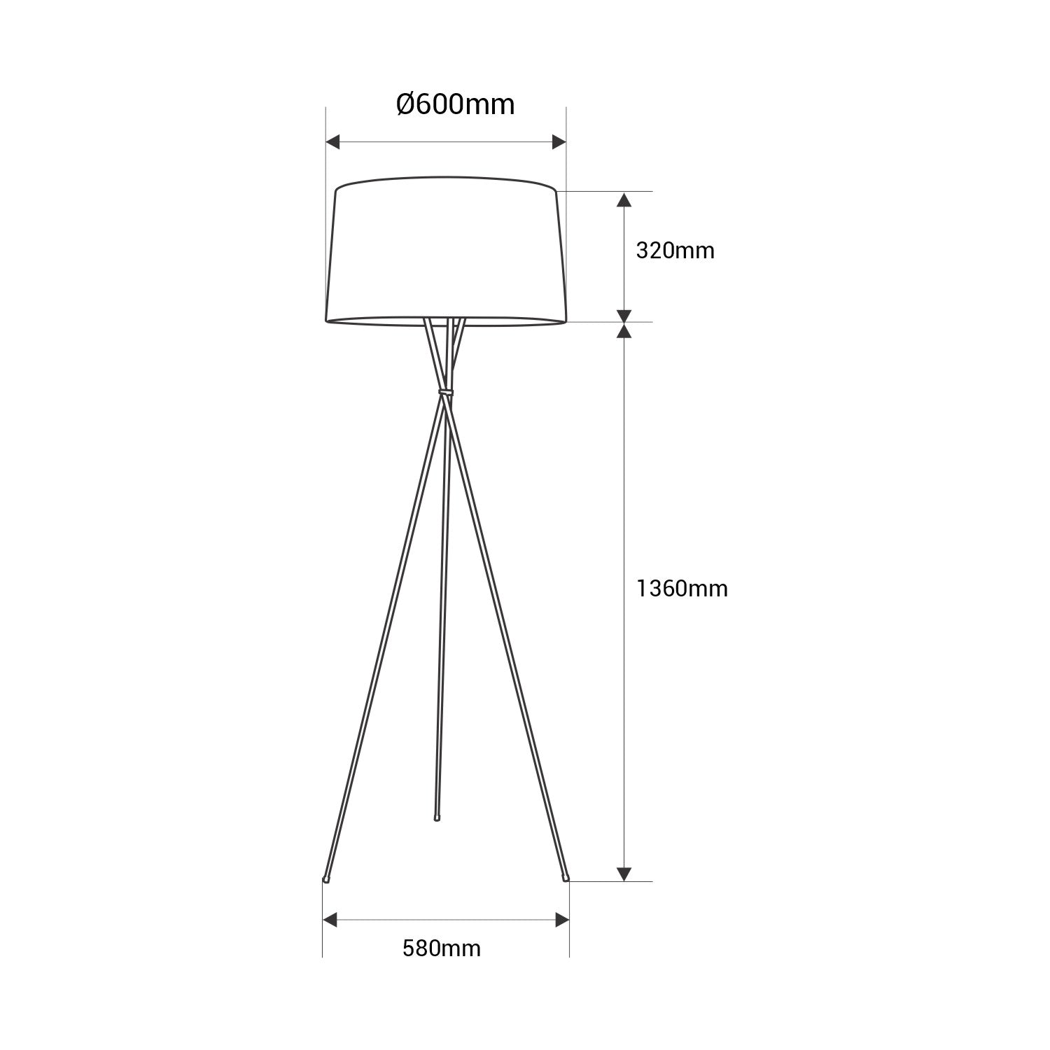 Lámpara de pie trípode "PRON" - Pantalla algodón -  E27 (31)