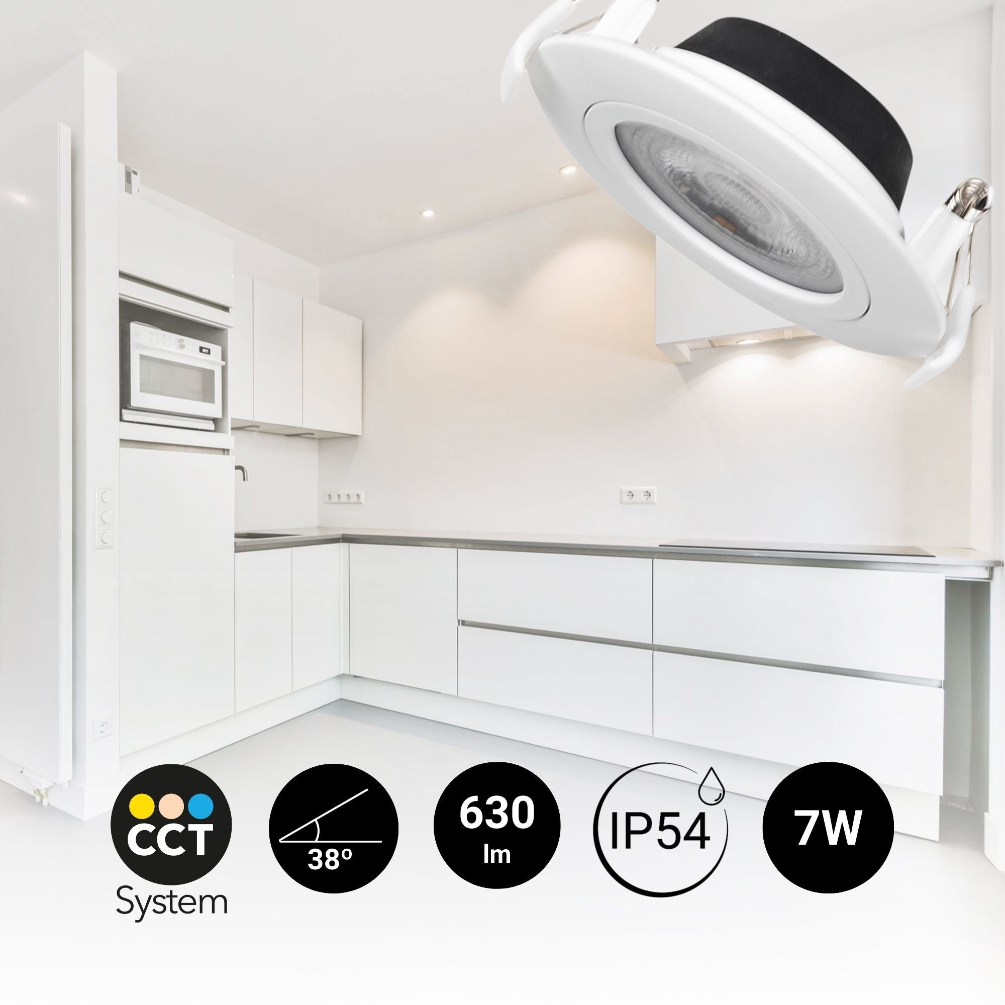 Downlight LED exterior - 7W - CCT - 630lm - Corte Ø 70mm - IP54 (1)