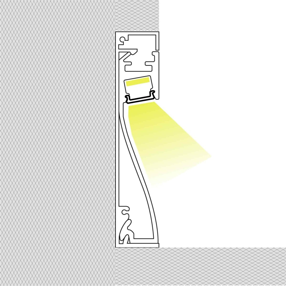 Perfil tira LED para zócalos - 60x16mm - Con difusor - 2 metros - Barcelona Led-